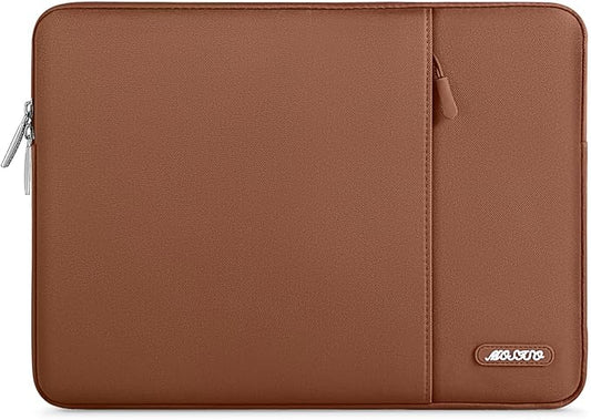 MOSISO Laptop Case 13.3 inch, 13-13.3 inch Laptop Sleeve Compatible with MacBook Air/Pro 13/Pro 14 M5 M4 M3 M2 M1, HP Dell ASUS Lenovo,Polyester Vertical Computer Sleeve Bag with Pocket, Caramel Brown