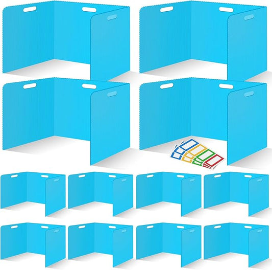 12 Pcs Desk Dividers for Students Classroom Plastic Privacy Folders Blue Test Dividers for Students Desks Trifold Privacy Panel Partitions for School Teacher Supplies(Blue)