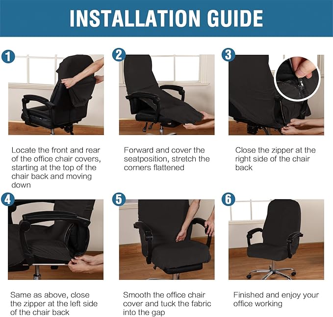 H.VERSAILTEX Velvet Home Office Chair Covers Stretchable Computer Desk Chair Covers Mid - High Back Universal Executive Boss Gaming Seat Cover Removable Machine Washable, Black
