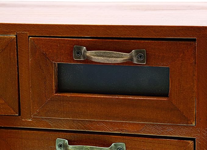 4PCs 16 Drawer Wooden Desk Top Organizer Cabinet, Desktop Drawer Storage Box, Vintage Wooden Storage Box, Tabletop Multi Storage Organizer, Use for Home & Office (Brown)
