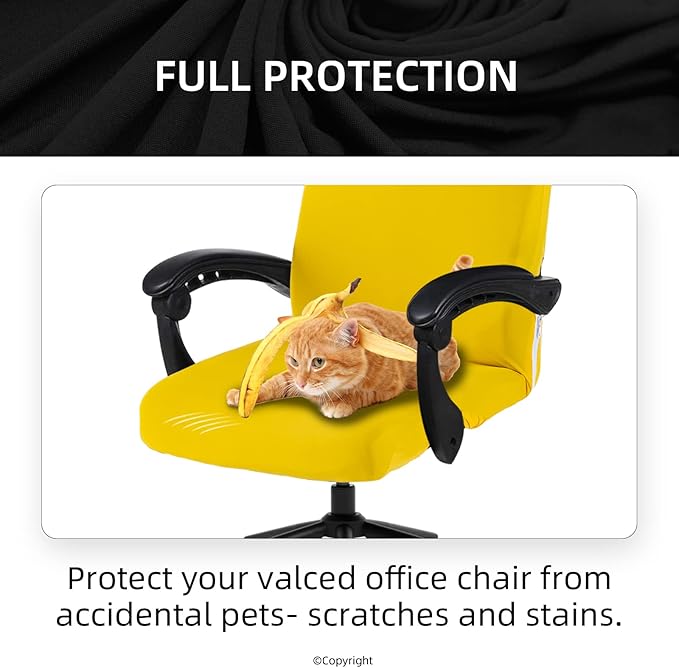 Elastic Computer Chair Cover with Durable Zipper - Protective Removable Washable Universal Office Desk Chair Seat Slip Cover - Stretchy Soft Anti-dust Desk Chair Seat Protector for Dogs, Cats, Pets