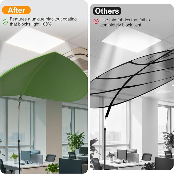 Green office cubicle desk shade，Portable Office cubicle Shade to Block Overhead Light，Adjustable Desk Shade for Cubicle to Block Light & Reduce Glare