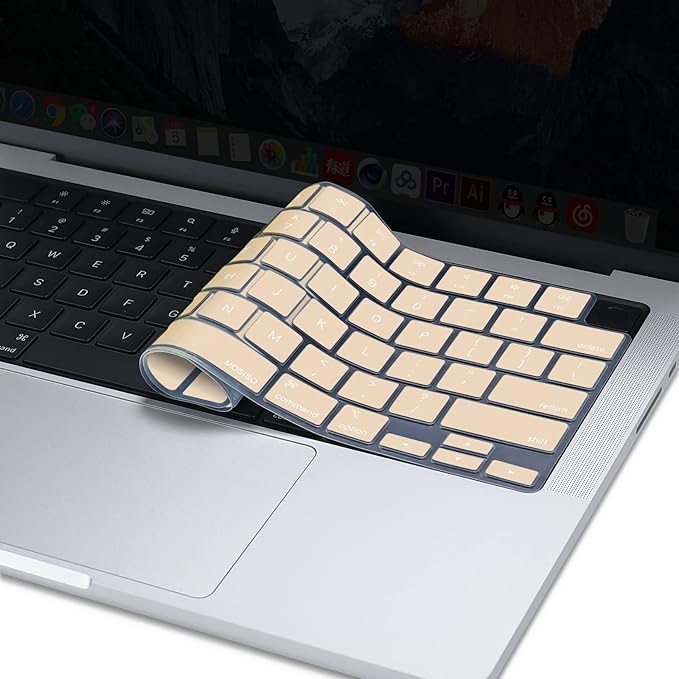 MOSISO Keyboard Cover Skin Compatible with MacBook Air 15 inch M3 A3114 M2 A2941/Air 13.6 A3113 A2681/Pro 14/16 M4 M3 M2 M1, Apricot