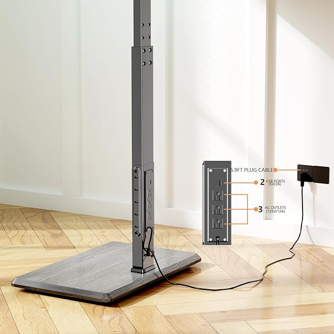 Afaloona Universal Floor TV Stand,TV Floor Mount Stand with Power Outlet for 32-75 inch TV up to 110 lbs, Swivel and Height Adjustable Tall TV Stand for Bedroom,Office(TCP01-M-A01)