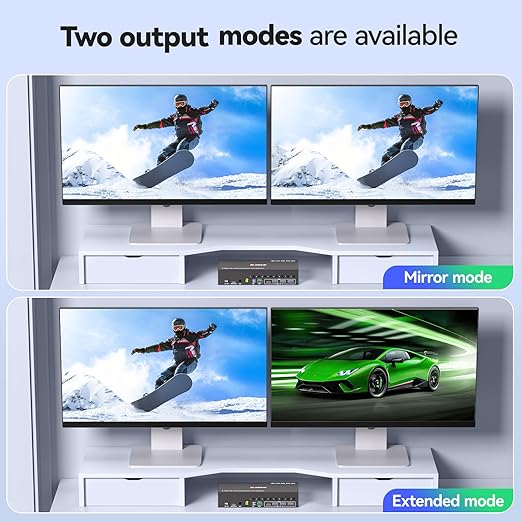 8 Port KVM Switch 2 Monitors 8 Computers 4K@60Hz EDID Simulation,8 PC HDMI Displayport Dual Monitor KVM Switch with 4 USB 3.0 Ports, Audio, RS232, Wired Remote, 12V Adapter & 8 USB Cables