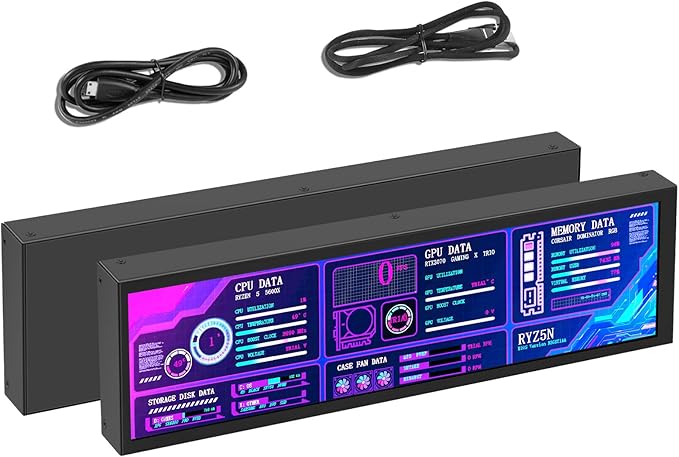 AISHICHEN 8.8 Inch LCD Display, Mini Monitor 1920x480 60Hz IPS Stretched Bar Monitor, PC Sensor Panel, AIDA64 Computer Temperature Secondary Screen with Mini HDMI & Adjustable Brightness