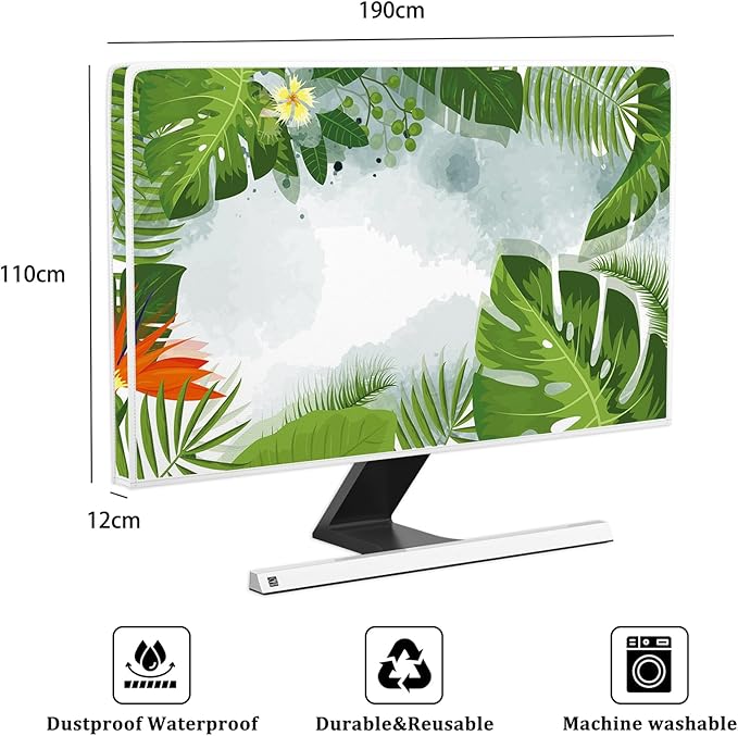 Watercolour Hawaii Plants Television Cover 80 Inch Tropical Leaf Botanical Screen TV Accessories TVs LED LCD OLED Screen Decoration for Home Office Tablet LCD/LED/HD