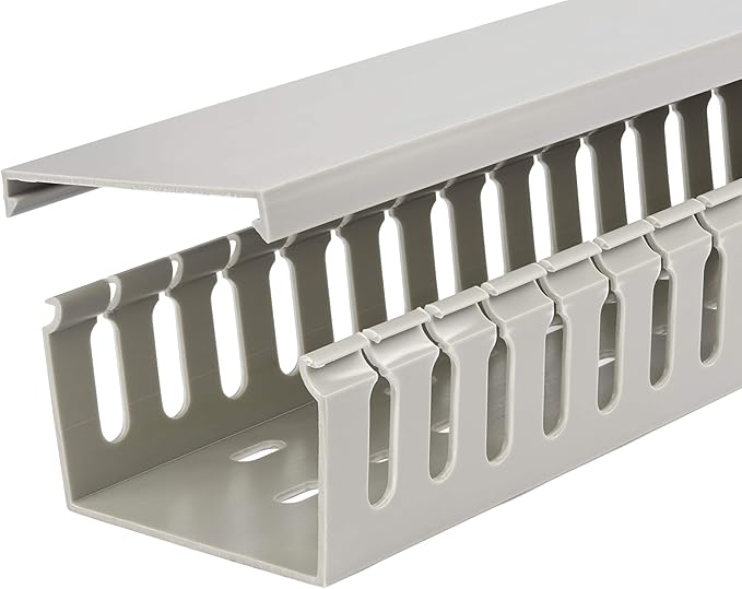 StarTech.com Open Slot Cable Management Raceway with Cover, 3"(75mm) W x 2"(50mm) H - 6.5ft(2m) Length - 1/4"(8mm) Slots, PVC Network Cable Hider/Wall Wire Duct, Max 180 Cables, UL Listed, TAA