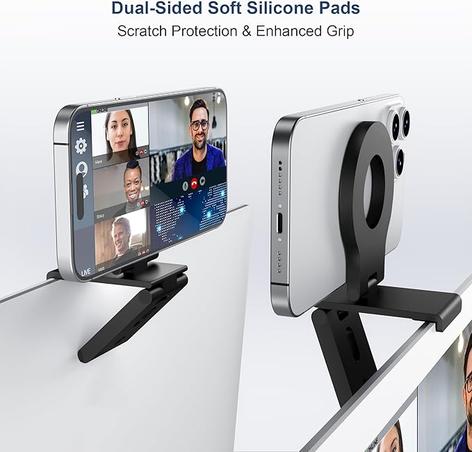 Itramax Continuity Camera Mount for iMac&Desktop Monitor,Magnetic Phone Webcam Stand,Foldable Phone Webcam Holder for MagSafe iPhone 17 Air Pro Max/17e/16/15/14/13/12/11/XR/XS,Mac,MacBook,Apple TV 4K