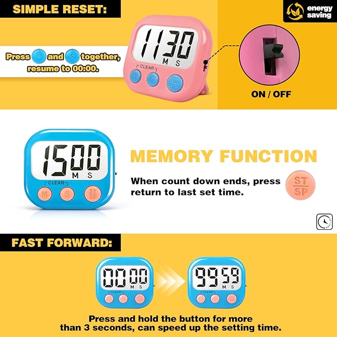 Classroom Timers for Teachers Kids Large Magnetic Digital Timer Teacher Supplies 12 Pack-Blue Pink