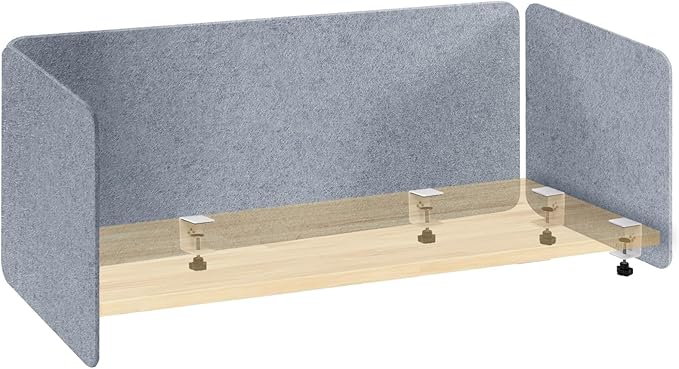 Desk Divider, Clamp On Felt Desk Privacy Panels, Acoustic Sound Absorbing Desk Partition for Office Desk, Reduce Distractions, Light Gray, 3 Pack, 24 x 24 in and 24 x 48 in