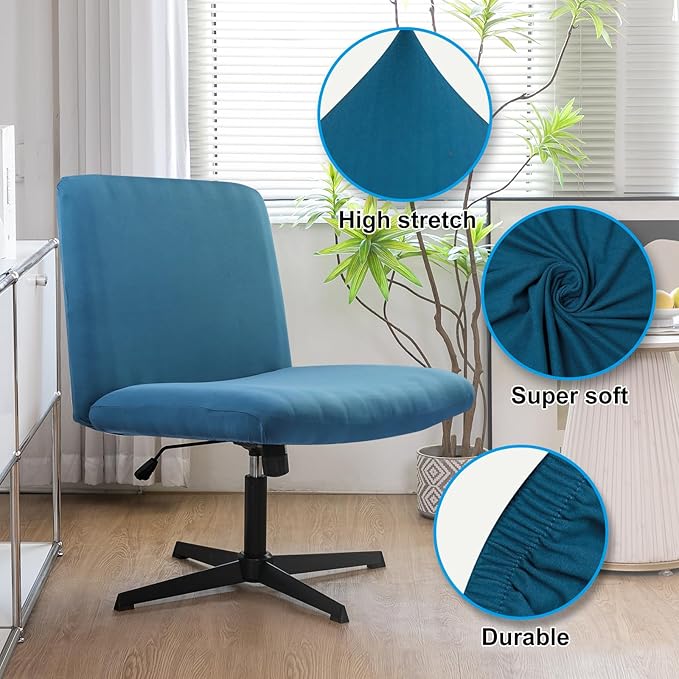 Iauddy Armless Criss Cross Office Desk Chair Cover Slipcover,Accent Mid Back Wide Swivel Task Vanity Slipper Chair Protector Stretch Removable Without Arms for Accent Chair