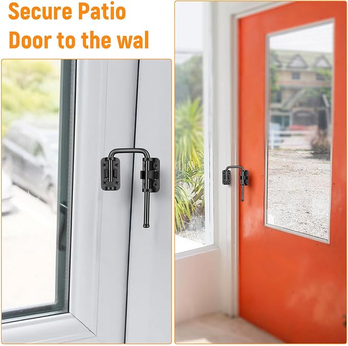 Mabor Sliding Door Lock, Zinc Alloy Rotary Latch for Patio & Screen Doors, Safety Lock for Gates & Windows (Black)