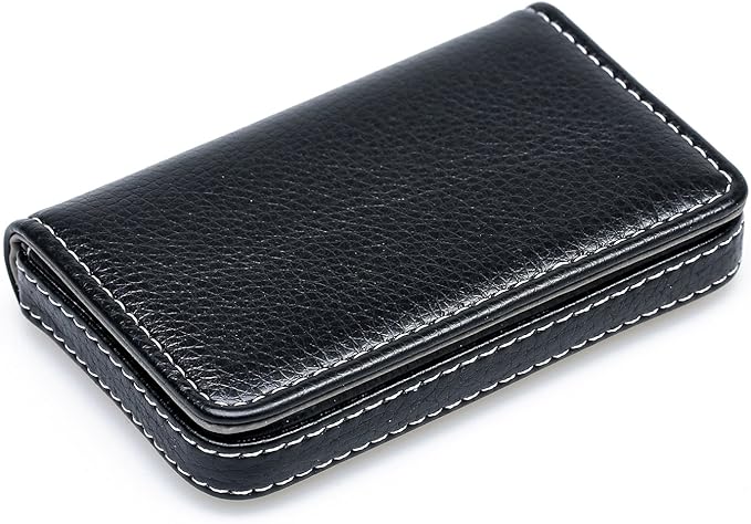 RFID Blocking Wallet - Minimalist Leather Business Credit Card Holder - Black