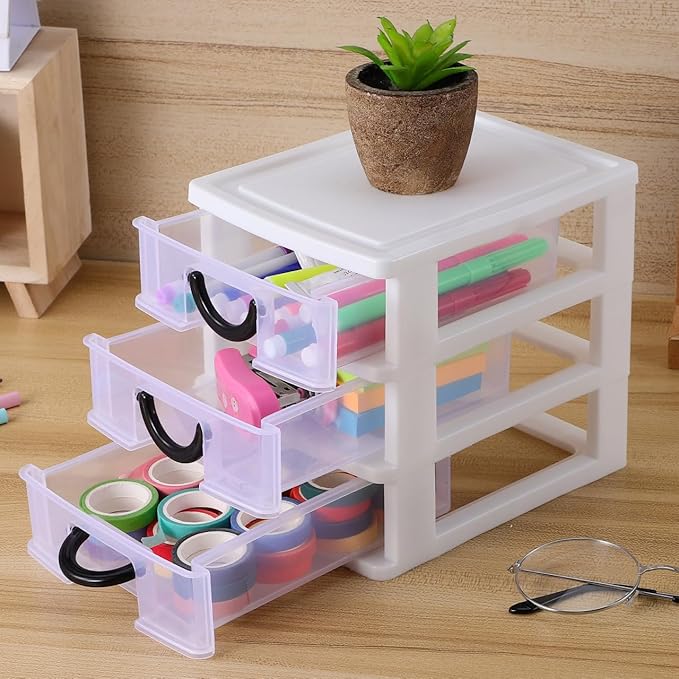 SEWACC Mini Plastic Drawers Organizer Clear Desktop Storage Drawers Containers for Home Office