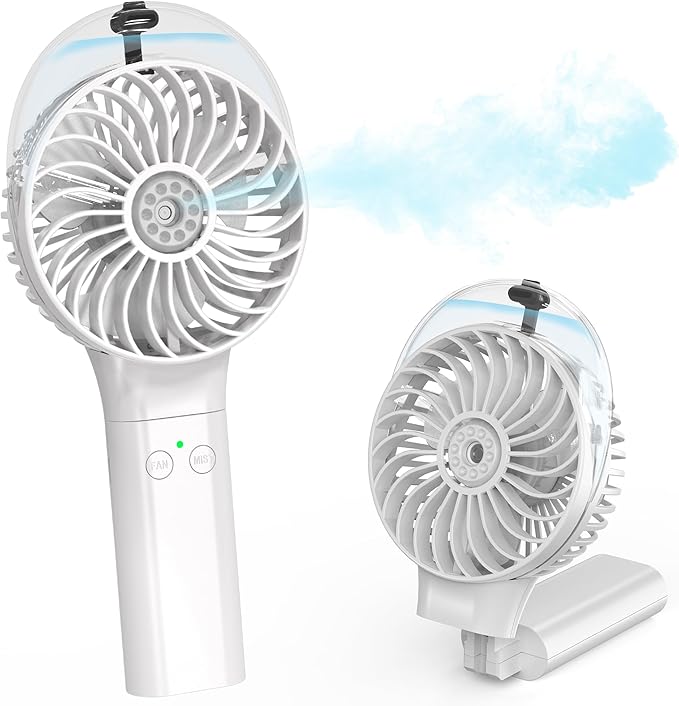 Portable Handheld Misting Fan, Nano-Mist Humidifier for Skincare & Makeup, 180° Foldable Desk Fan, Rechargeable Water Spray Fan for Disney Beach Cruise Essentials, Summer Gifts for Women Girls