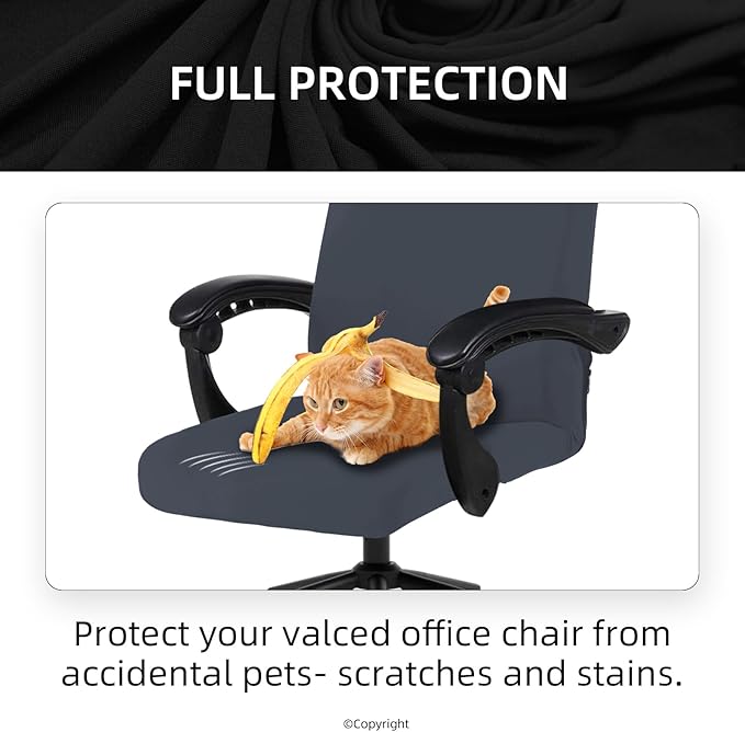 Elastic Computer Chair Cover with Durable Zipper - Protective Removable Washable Universal Office Desk Chair Seat Slip Cover - Stretchy Soft Anti-dust Desk Chair Seat Protector for Dogs, Cats, Pets