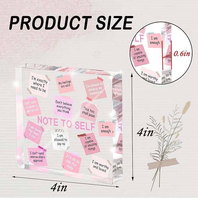 Female Desk Decor, 4x4 Inch Pink Acrylic, Motivational Quotes, Inspirational Desk Decor, Girls Dorm Must-Have, Positive Affirmation Gift for Women