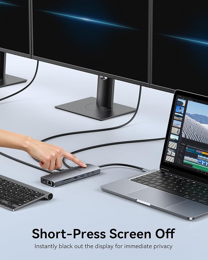 Laptop Docking Station 3 Monitors, USB C Hub with 2 HDMI 2DP, RJ45 Ethernet, 5 Gbps USB C/A, 100W PD SD/microSD for Dell/HP/Lenovo - MOKiN