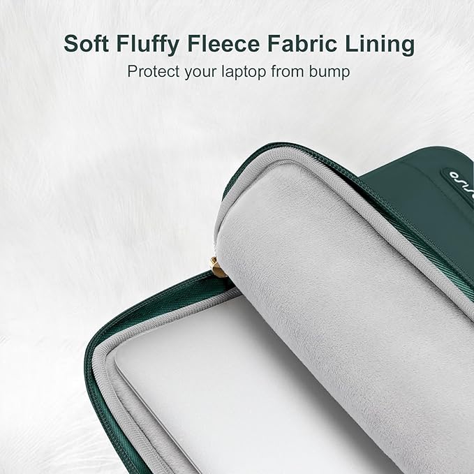 MOSISO Laptop Case 13.3 inch,13-13.3 inch Puffy Laptop Sleeve Compatible with MacBook Air 13.6 M5 M4 M3 M2 M1/Neo/Pro 13/14,HP Dell ASUS Lenovo,Polyester Horizontal Bag with Small Case,Peacock Green
