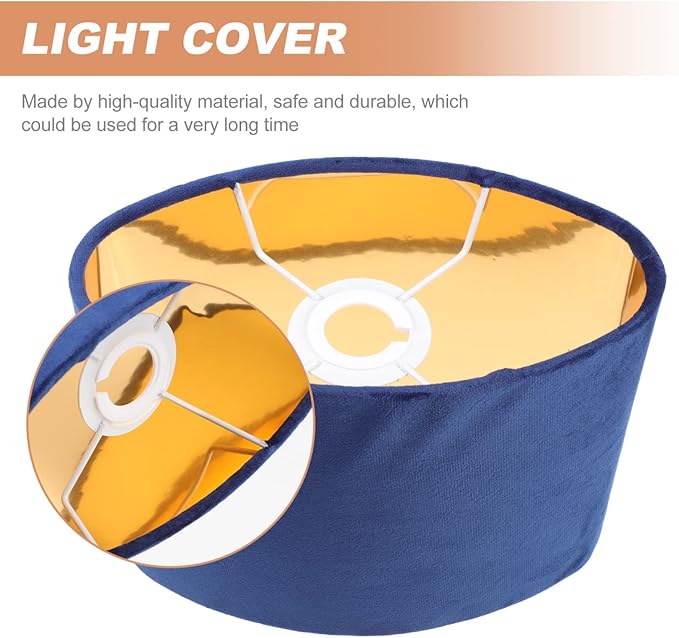 KALLORY Oval Lampshade 9X7X5 Inch Velvet Fabric with Gold Interior Clip-on Lamp Cover for Table Floor Wall Lamps Multipurpose Light Shade