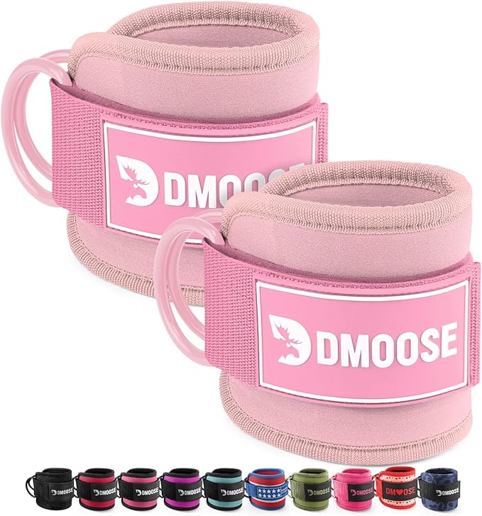 DMoose Fitness Ankle Strap for Cable Machine - One Size Fit with Premium Padding Cuffs, Ankle Bands for Working Out, Booty Workouts, Leg Extension, Hip Abductors, Kickbacks & Lower Body Exercises