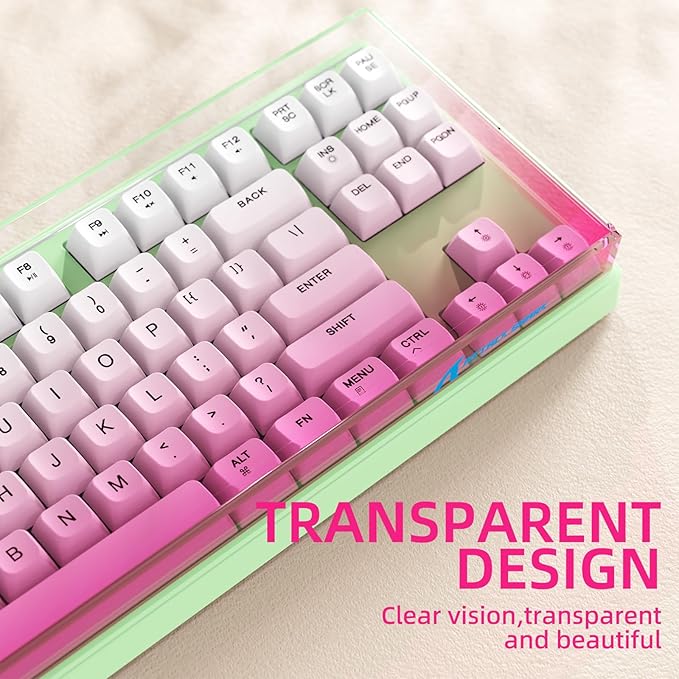 ATTACK SHARK KC03 Acrylic Clear Transparent Keyboard Cover(13.9 * 5 * 0.9 inch) with Dustproof Waterproof Anti-hit Anti-cat Protective Case for Standard 87Key Mechanical Gaming Keyboard Pink