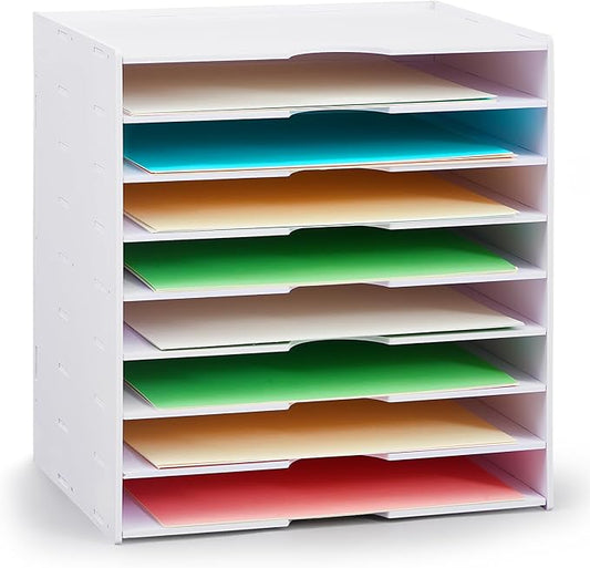 Juexica 9 Tier Scrapbook Paper Trays Organizer 14.2 x 10 x 15.4 Inch Stackable Paper Storage for Desk Desktop File Organizer for Home Office Classroom Decorations