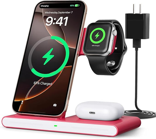 2026 Wireless Charger for Apple and Android Charging Station,3 in 1 Fast Max Charging for iPhone 16 15 14 13 12 Pro Max Plus, Apple Watch Series & Air pods 4 3 2 Pro, Android Samsung Galaxy Series