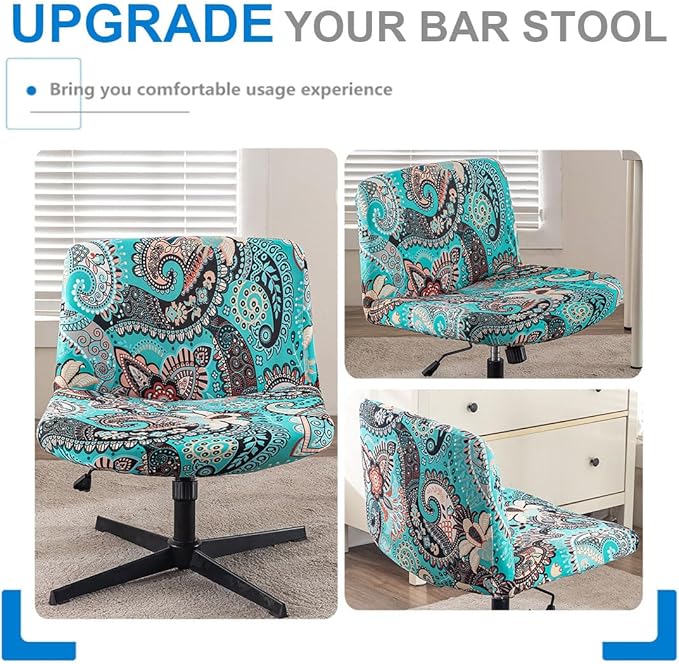 Levoberg Armless Criss Cross Office Desk Chair Cover Slipcovers Printed Vanity Desk Chair Covers Armless Cross Legged Wide Chair Covers Accent Mid Back Wide Swivel Task Chair Protector #2