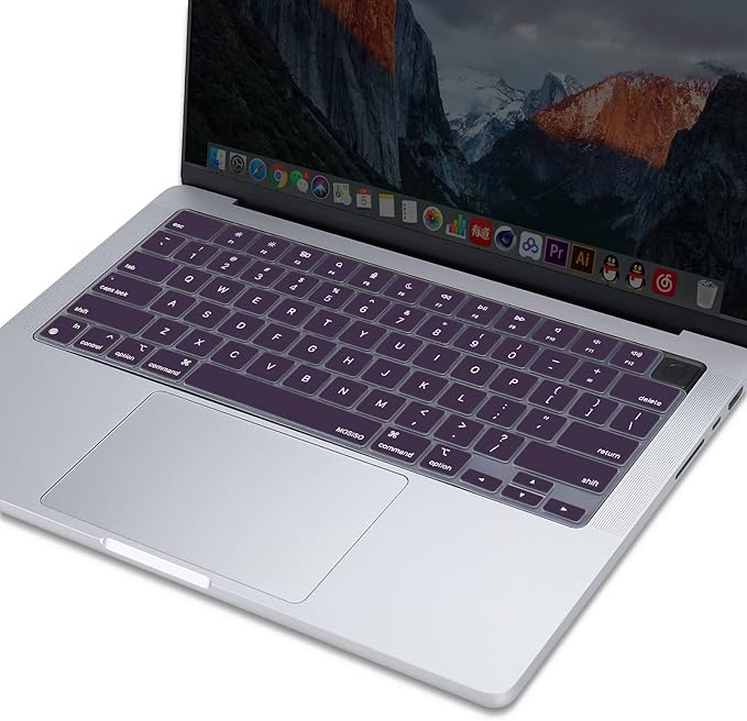 MOSISO Keyboard Cover Skin Compatible with MacBook Air 15 inch M3 A3114 M2 A2941/Air 13.6 A3113 A2681/Pro 14/16 M4 M3 M2 M1, Plum Purple