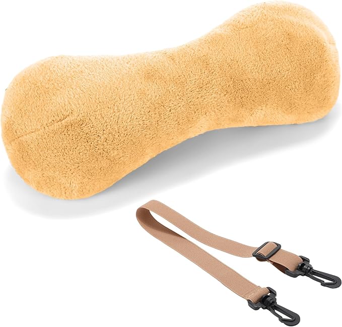 Colingmill 1 Pc Neck Pillow for Recliner Headrest Pillow Bone Shaped Chair Plush with Adjustable Strap Neck Support and Pain Relief Curve Head Cushion for Car Travel Airplane (Yellow)