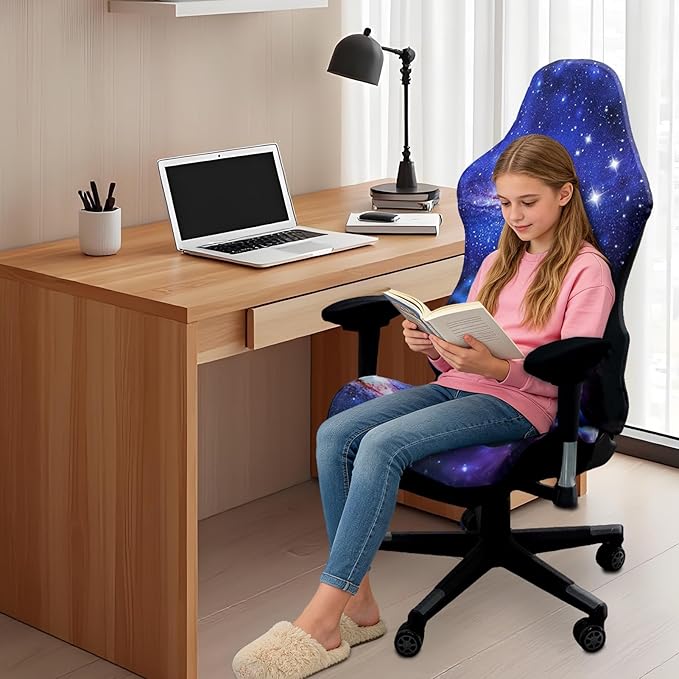 Gaming Chair Covers Slipcovers, 3D Printing Stretchable Elastic Computer Reclining Gaming Chair Seat Cover with Armrest Cover (No Chairs)(L)