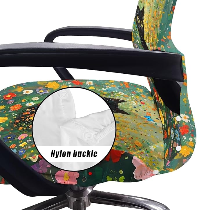 Talayituse Cat Butterfly Daisy Print Office Chair Covers, Stretch Computer Chair Cover, Universal Boss Chair Covers Modern Simplism Style High Back Chair Slipcover, Small