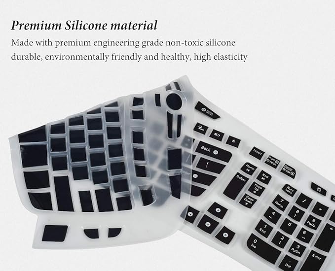 Keyboard Cover Skin for Logitech MK570 K350 MK550 Wireless Wave Keyboard, Ultra Thin Silicone Logitech MK570 Keyboard Protector-Black