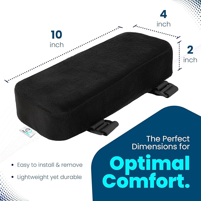 Thick Memory Foam Office Chair Arm Pads - Office Chair Armrest Covers Provide Elbow Cushion and Relieve Pressure - Ergonomic Desk Chair Arm Covers - Gaming, Computer Chair Rest Pads (Set of 2) (Black)