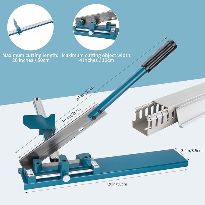 Cable Tray Cutting Tool PVC Cable Tray Cutter with Ruler, suitable for open-type plastic cable trays and covers, 45°/90° PVC Cable Tray Cutter Manual Guide Rail Cutter