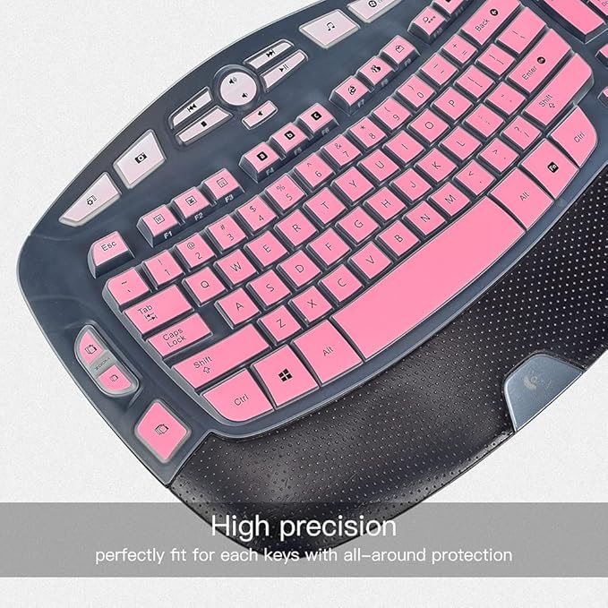 Keyboard Cover for Logitech K350 MK570 MK550 Keyboard Cover Skin for Logitech K350 MK550 MK570 Wireless Wave Keyboard Skin Protector Accessories, Ombre Pink