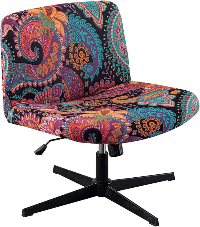 Armless Chair Slipcover Stretch Criss Cross Chair Cover, Mid Back Wide Seat Accent Chair Covers,Modern Vanity Chair Cover for Office Desk (P)