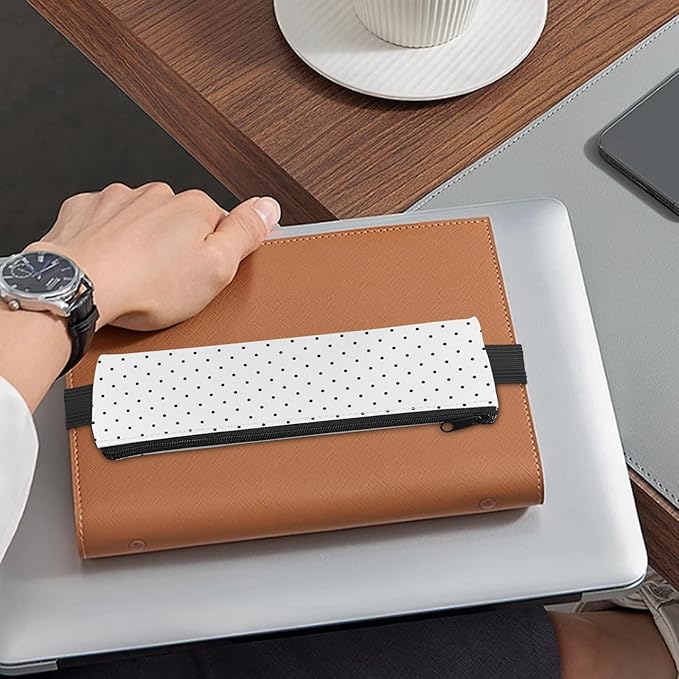 4 Pack Elastic Pen Holder for Notebook, Prints Pouch with Elastic Band and Zipper, Leather Pen Holder for Planners, Journals, Book (Simple Style)