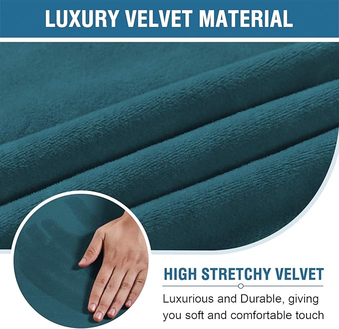 H.VERSAILTEX Velvet Home Office Chair Covers Stretchable Computer Desk Chair Covers Mid - High Back Universal Executive Boss Gaming Chair Covers Removable Machine Washable, Dark Teal