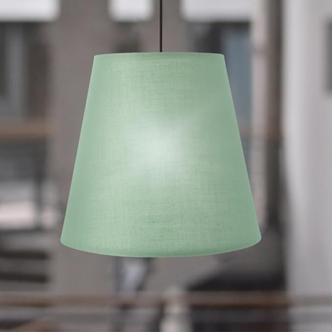 LALAFINA Barrel Lamp Shade Fabric Lampshade Small Lamp Shade Clip on Bulb Cloth Cover for Home Bedroom Living Room, Green