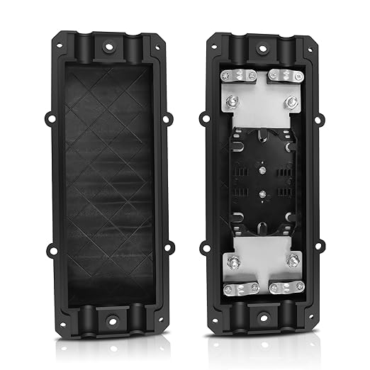PNGKNYOCN 2 in 2 Out Horizontal Cable Junction Box, 12 Core Fusion Splice Kit Fiber Optic Junction Box Fiber Optic Outdoor Waterproof Protection Box