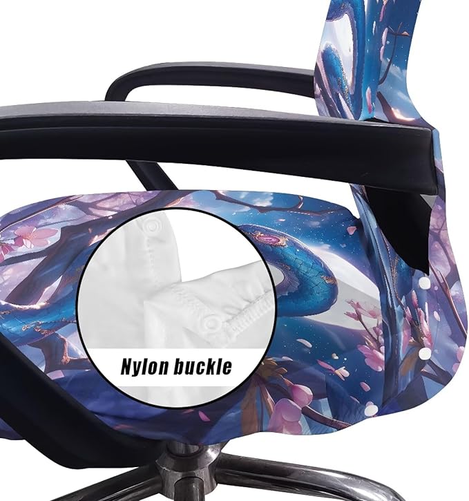 Talayituse Snake Cherry Blossom Print Office Chair Covers, Stretch Computer Chair Cover Universal Boss Chairs Covers Modern Simplism Style High Back Chairs Slipcover, Small