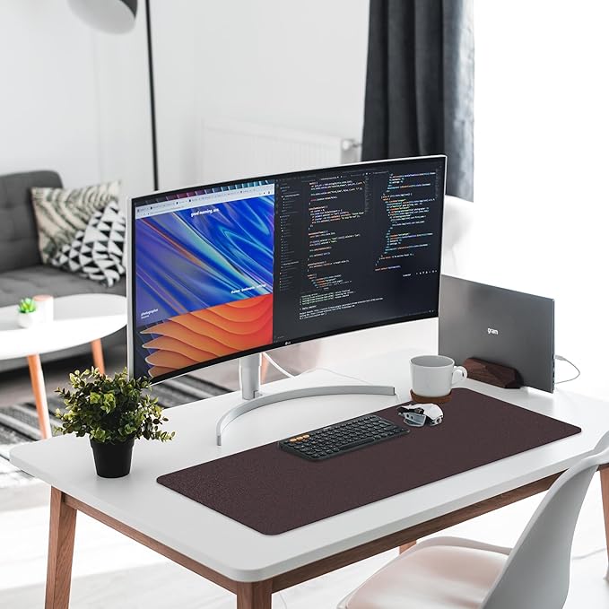 Leather Desk Pad Protector,Non-Slip Desk Pad,on-Slip PU Leather Large Mouse Pad,Easy Clean Desk Protecor Mat,Writing Pad for Office Work/Home/Decor(Rose Red, 31.5" x 15.7")