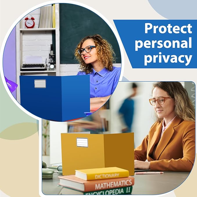 Sabary 24 Pack Privacy Folders for Students Desk Dividers Testing Dividers Standard School Privacy Coated Cardboard for Classroom Teacher Supplies Keep Eyes from Roving(Classic Solid,Colorful)