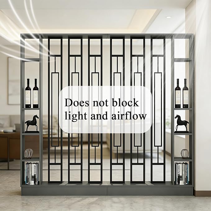Room Divider with Shelves, Entrance Hall Partition Screen Column Floor to Ceiling - Freestanding Room Divider with Storage Shelf (C Gray + Black+C Gray + Black, 47.2in / 120cm+47.2in / 120cm)