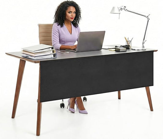 60" Under Desk Privacy Panel Self-Adhesive Modesty Panel 600D Heavy Duty Desk Skirt Privacy Divider for Office Home or Standing Workstation Concealer Shield
