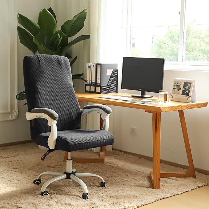FORCHEER Large Office Chair Covers Stretchable XL Office Chair Cover, Big and Tall Computer Chair Covers (Large,Black)