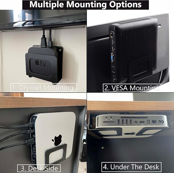 Cable Box Mount Modem Mount Adjustable Wall Mount for Small and Narrow Devices Like Cable Boxes, Modems,DVD Players, Beelink, Mini PC, Apple TV, Mac mini,Roku and More(Black-Narrow)